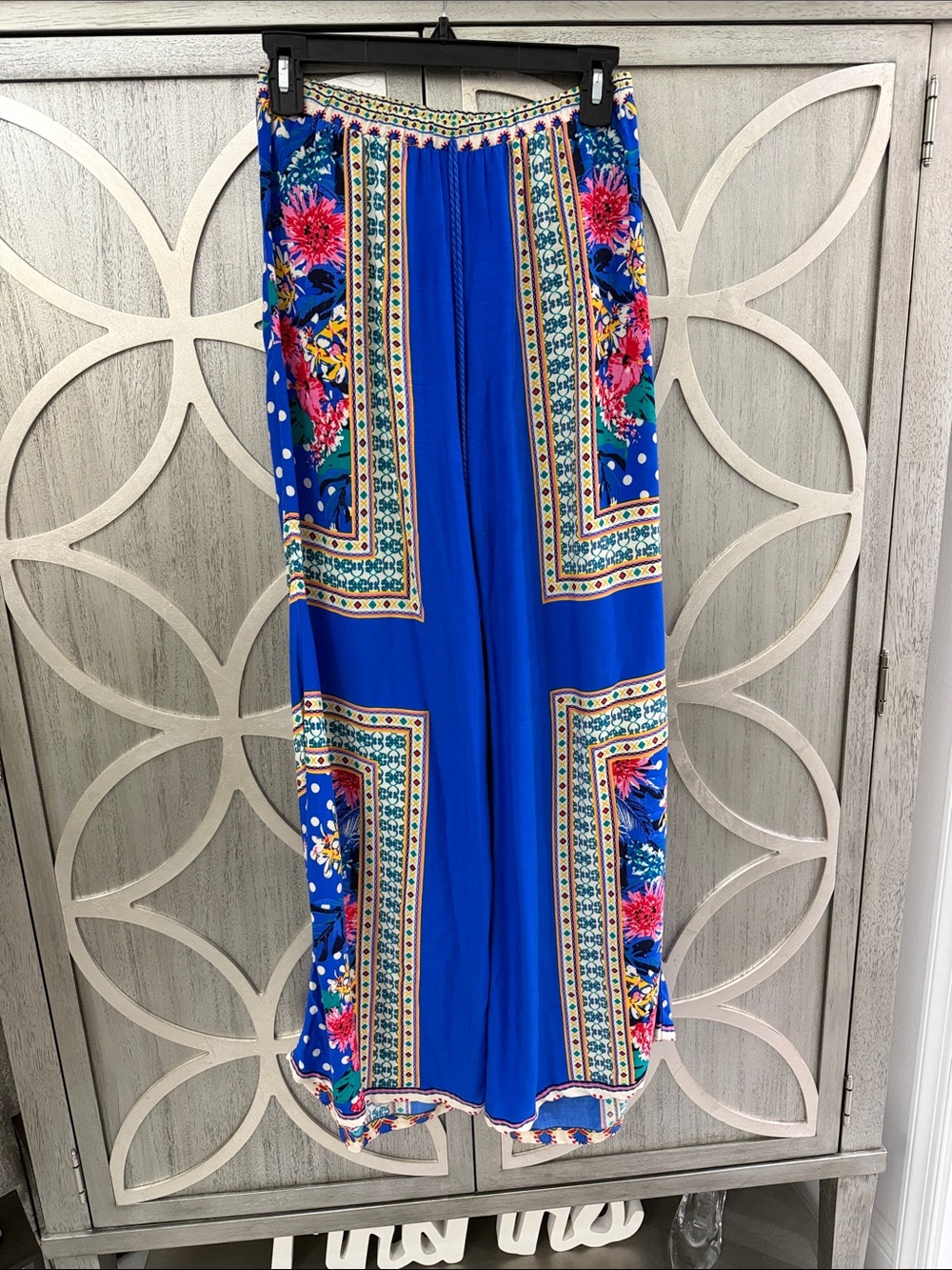 Flying Tomato Royal Blue Floral Border Palazzo pants - Picture 2 of 5
